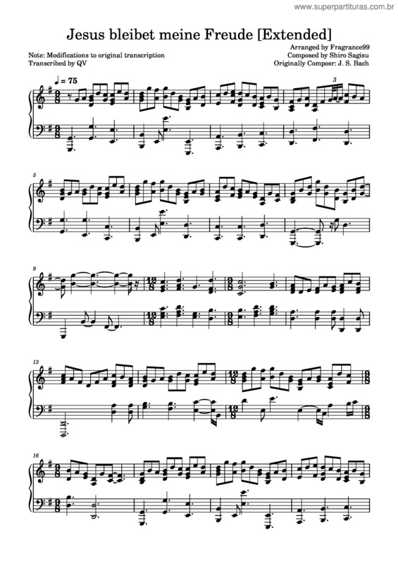 Partitura da música Jesus Bleibet Meine Freude [Herz Und Mund Und Tat Und Leben, Bwv 147]